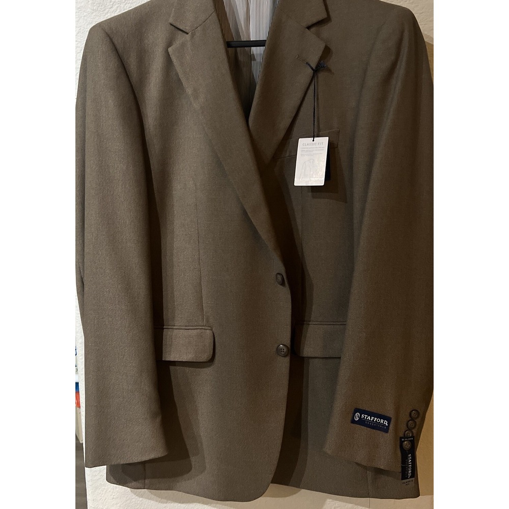 Stafford Brown Polyester/Rayon Blend Sport Coat Jacket 2 Button Sz 42L MSRP $180